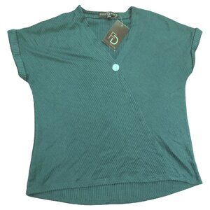 Fred David Teal (Blue-Green) Blouse Shirt Size Small New with Tags NWT